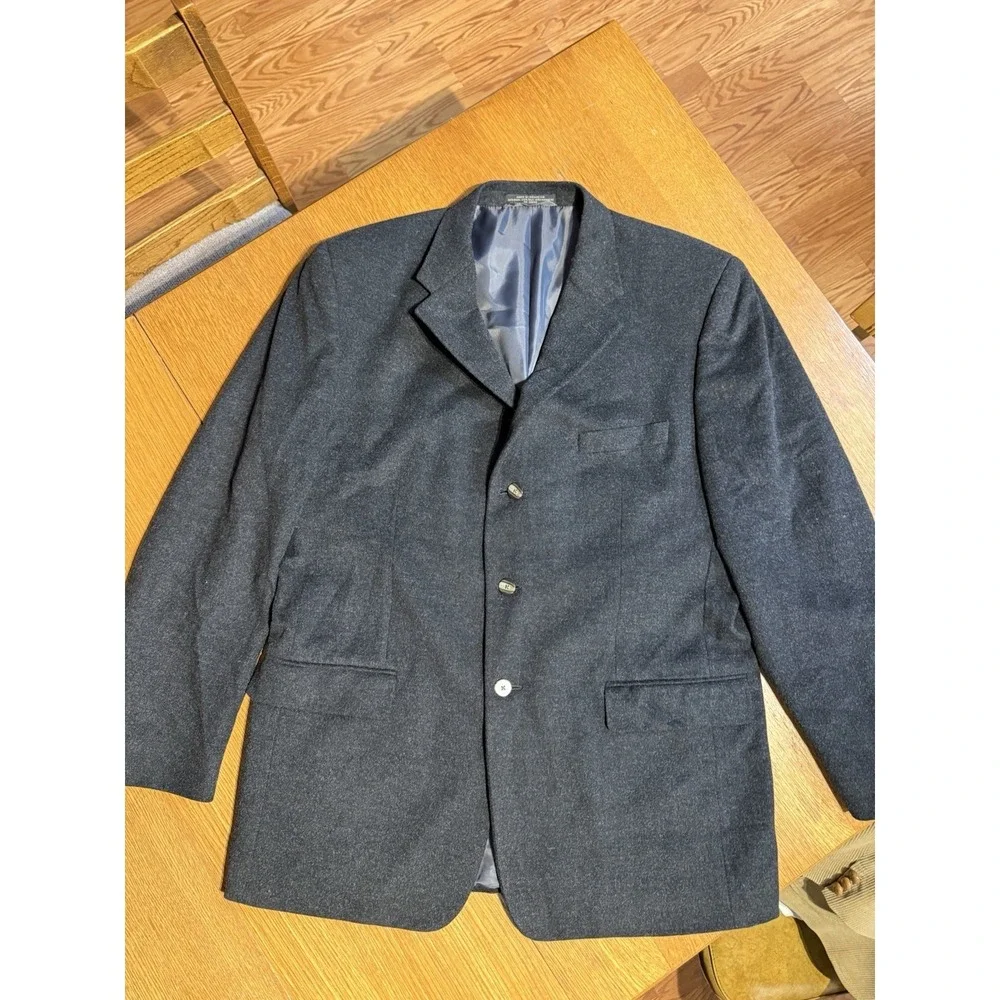 Rottles Blazer 44L Wool Silk Cashmere Sport Coat Dark 3 Button